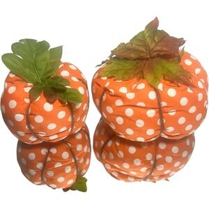 Fall Decor fabric pumpkins thanksgiving decorations polka dots brown white